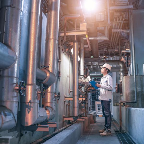 Engineer maintenance equipment at power plant